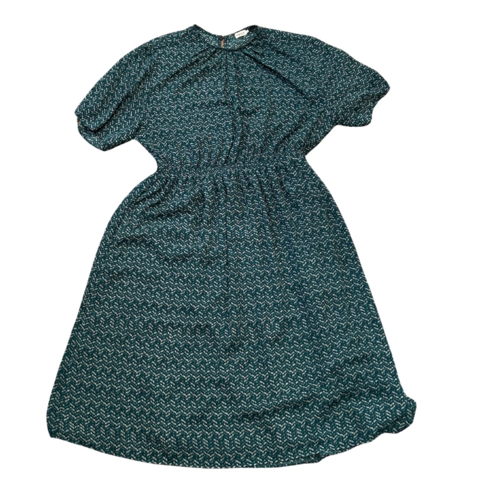Filippa K Crepe Print Short Sleeve Mini Day Dress | Green | Size M | NWOT - Picture 4 of 7